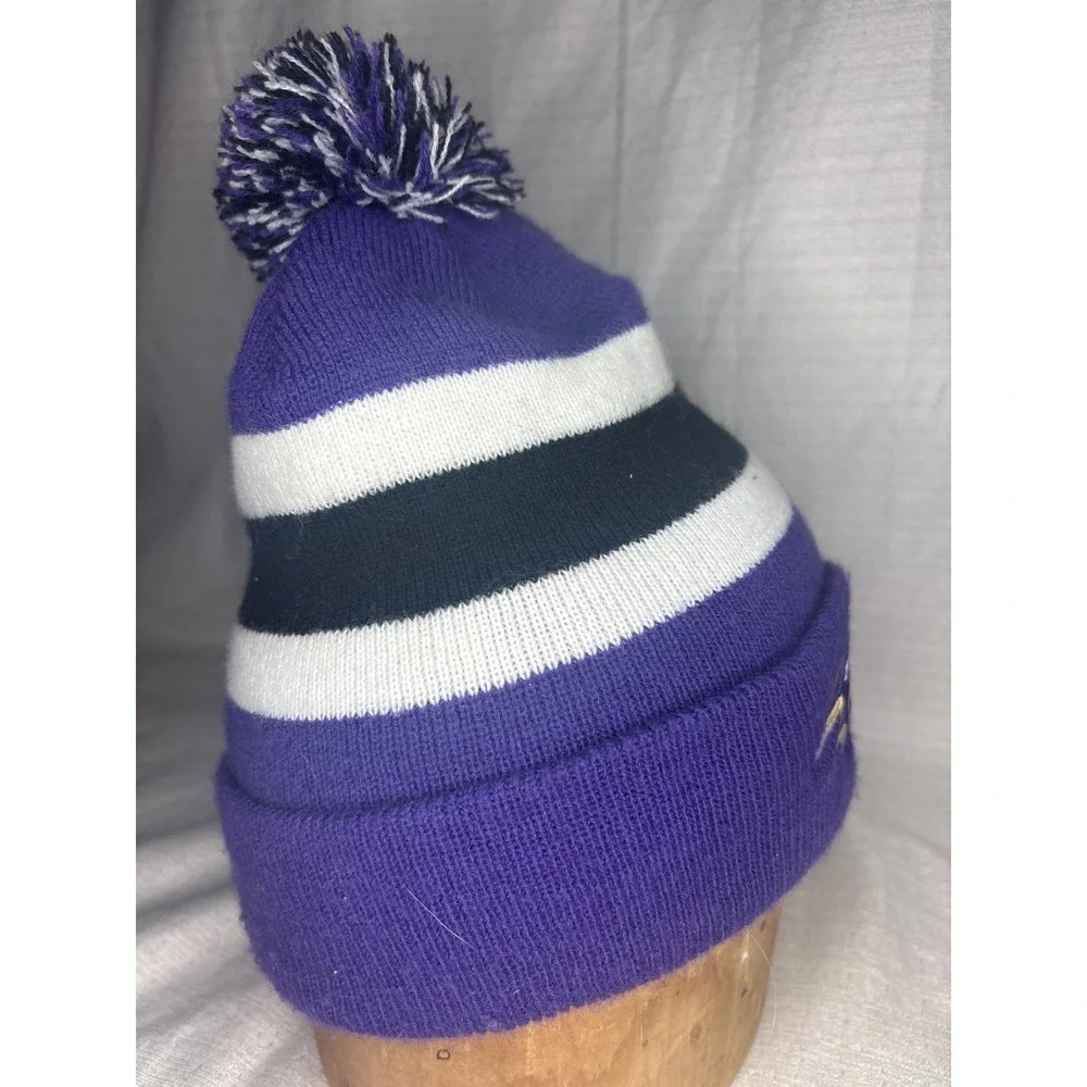 Baltimore‎ Ravens '47 Brand NFL Beanie Pom Knit Hat Winter Purple Stripes
